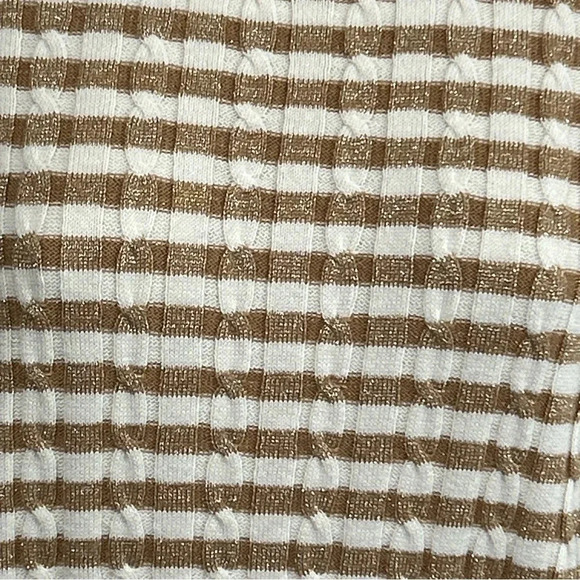 Talbots Women's Small Sweater Gold Stripe Wool Blend Metallic Preppy Holiday - Picture 4 of 16